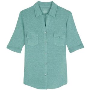 Majestic Filatures, Dames, Blouses & Shirts, Groen, Maat: 2XL Linnen,