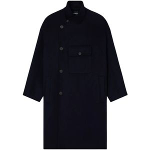 Emporio Armani, Heren, Mantels, Blauw, Maat: M Wol,