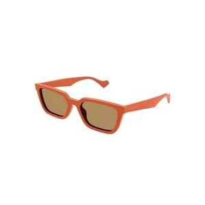 Gucci Oranje Frame Bruine Lens Zonnebril , Orange , unisex , Maat: 55 MM