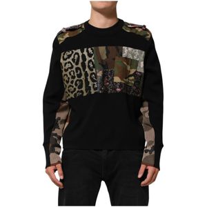 Dolce & Gabbana, Heren, Sweatshirts & Hoodies, Zwart, Maat: M Katoen,