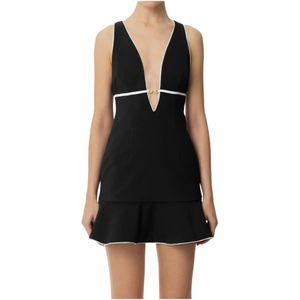 Elisabetta Franchi, Dames, Jurken, Zwart, Maat: XL Leer,