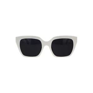 Celine Geometrische zonnebril met wit acetaat montuur en grijze organische lenzen , White , unisex , Maat: 56 MM