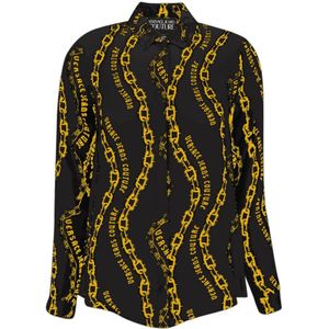Chain Print - Blouse - Zwart - 100% Zijde - Lange Mouwen