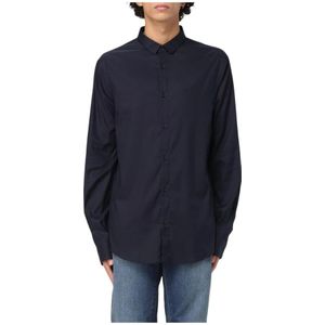 Armani Exchange, Heren, Overhemden, Blauw, Maat: L Katoen,