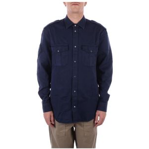 Dondup, Heren, Overhemden, Blauw, Maat: L Katoen,