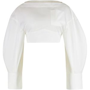 Jacquemus, Dames, Blouses & Shirts, Wit, Maat: 2XS Katoen,