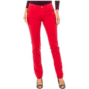 Skinny Broek - Rood - 97% Katoen 3% Elastaan - Knoop- en Ritssluiting