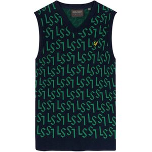 Lyle & Scott - Monogram Tanktop - Blauw - Katoen - V-hals