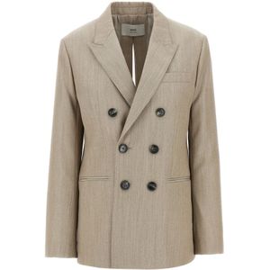 Ami Paris, Dames, Jassen, Beige, Maat: 2XS Wol,