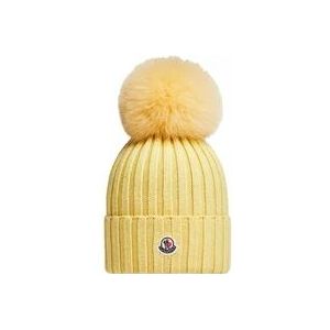 Moncler Pom Pom Beanie - Geel , Yellow , Dames , Maat: ONE Size