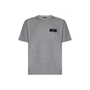 Balmain Grijze Organische Katoenen Crewneck T-Shirt , Gray , Heren , Maat: XL