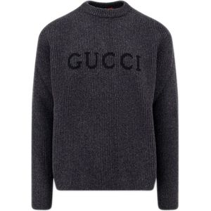 Gucci, Heren, Truien, Grijs, Maat: L Wol,