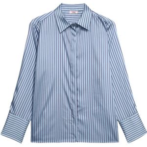 Oltre, Dames, Blouses & Shirts, Blauw, Maat: XL Satijn,