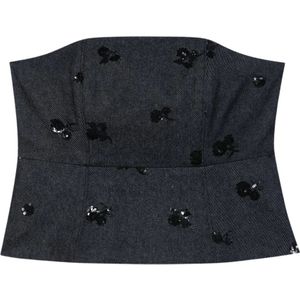 Luisa Cerano, Dames, Tops, Blauw, Maat: S Denim,