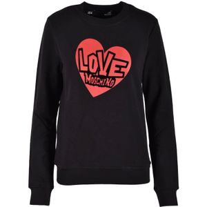 Love Moschino, Dames, Sweatshirts & Hoodies, Zwart, Maat: S Katoen,