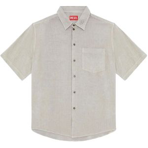 Diesel, Heren, Overhemden, Grijs, Maat: L Katoen,