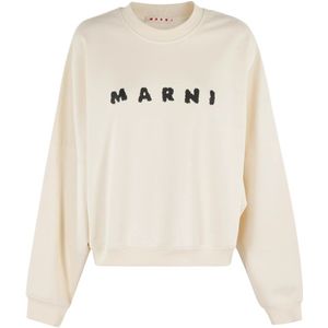 Marni, Dames, Sweatshirts & Hoodies, Beige, Maat: XS Katoen,