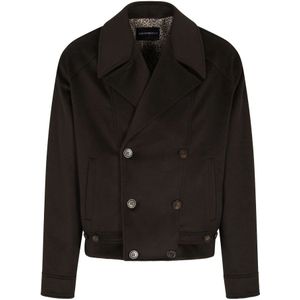 Emporio Armani, Heren, Jassen, Bruin, Maat: XL Wol,