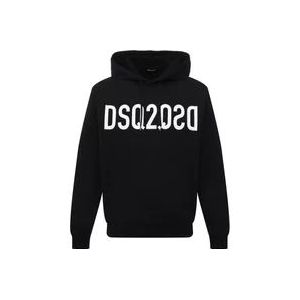 Dsquared2 Zwarte Katoenen Sweatshirt met Capuchon , Black , Heren , Maat: S
