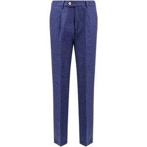 Brunello Cucinelli, Heren, Broeken, Blauw, Maat: S Linnen,