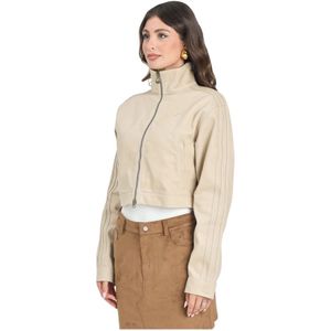 Adidas Originals - Firebird Twill Crop - Denim Jack - Beige - Dames