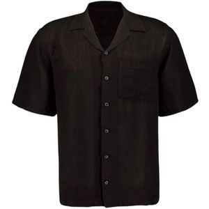 120% Lino, Heren, Overhemden, Zwart, Maat: XL Linnen,