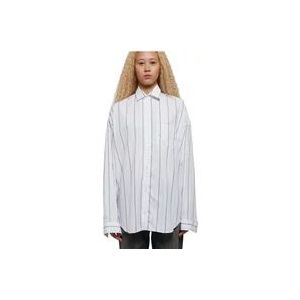 Balenciaga Gestreept Poplin Katoenen Overhemd , White , Dames , Maat: S