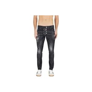 Dsquared2 Zwarte Twist Slim Fit Jeans , Black , Heren , Maat: 2XL