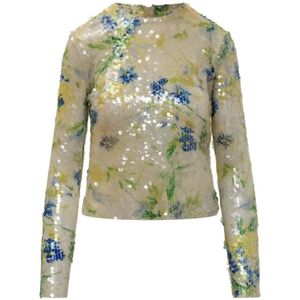 Msgm, Dames, Tops, Geel, Maat: 2XS Poliester,