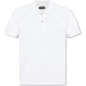 Tom Ford - Kort Gebreide Poloshirt - Wit - Katoen - Korte Mouwen
