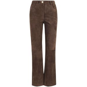 Semicouture, Dames, Broeken, Bruin, Maat: M Leer,