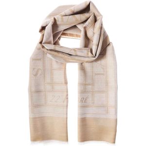 Lanvin Zijden en wollen sjaal met logodetail , Beige , Dames , Maat: ONE Size