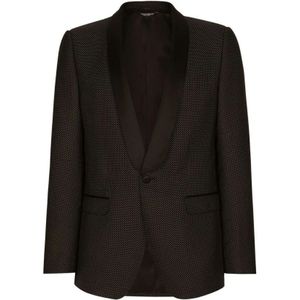 Dolce & Gabbana, Heren, Jassen, Zwart, Maat: S Zijde,