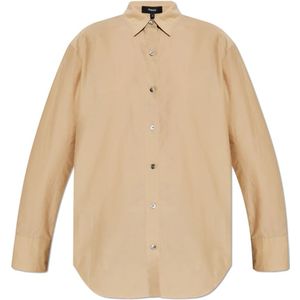 Theory, Dames, Blouses & Shirts, Beige, Maat: M Katoen,