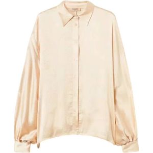 Twinset, Dames, Blouses & Shirts, Beige, Maat: S Satijn,