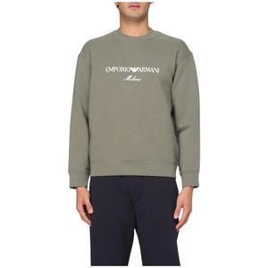 Emporio Armani, Heren, Sweatshirts & Hoodies, Groen, Maat: M Katoen,