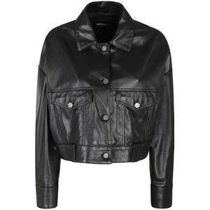Dondup, Dames, Jassen, Zwart, Maat: S Leer,