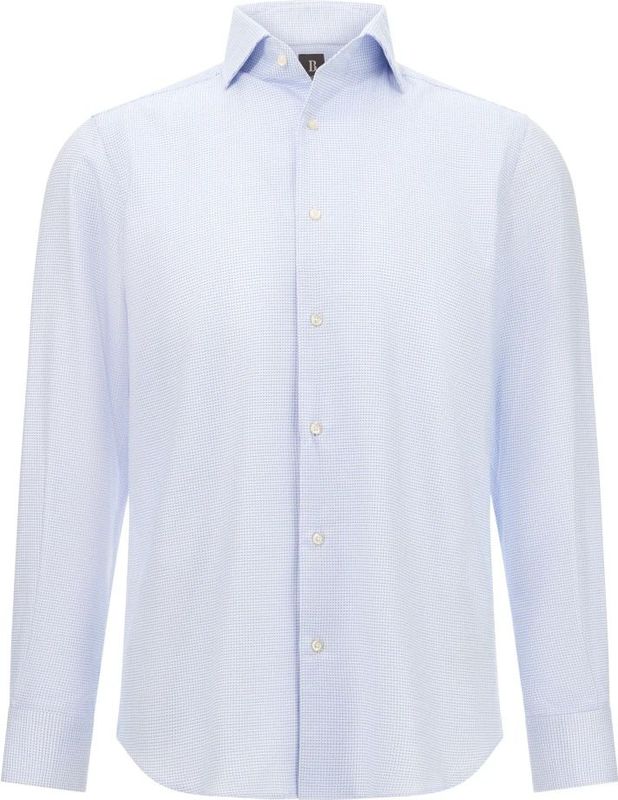 Boggi Milano - Regular Fit - Overhemd - Blauw - Katoenen Twill