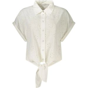 Guess - Blouse - Wit - Geborduurd - Korte Mouwen