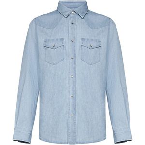 Tom Ford, Heren, Overhemden, Blauw, Maat: M Denim,