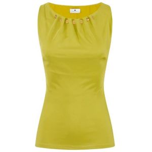 Elisabetta Franchi, Dames, Tops, Groen, Maat: S Jersey,