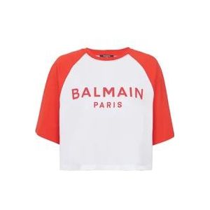 Balmain Paris T-shirt , Red , Dames , Maat: L