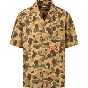 Palm Angels, Heren, Overhemden, Groen, Maat: XS Katoen,