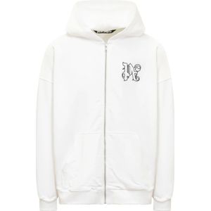 Palm Angels, Heren, Sweatshirts & Hoodies, Wit, Maat: L