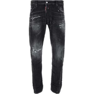 Dsquared2 Zwarte Twist Denim Jeans , Black , Heren , Maat: S