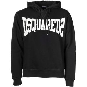 Dsquared2, Heren, Sweatshirts & Hoodies, Zwart, Maat: L Katoen,