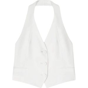 Patrizia Pepe - Vest - Wit - Polyester - Witte Sablè Crepe met Fly Rivet