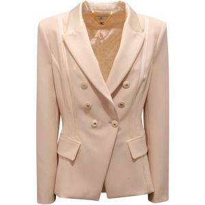 Elisabetta Franchi, Dames, Jassen, Beige, Maat: 2XL Leer,