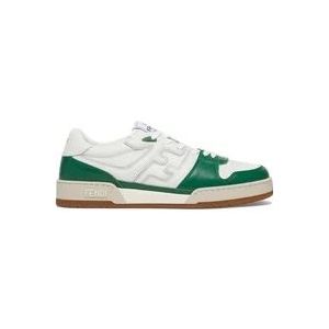 Fendi Witte Leren Veterschoenen met Groene Details , White , Heren , Maat: 40 EU