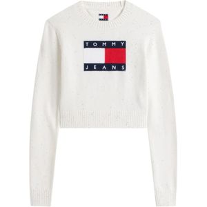 Tommy Jeans - TJW Sparkle Flag Sweater - Wit - Dames - Katoen